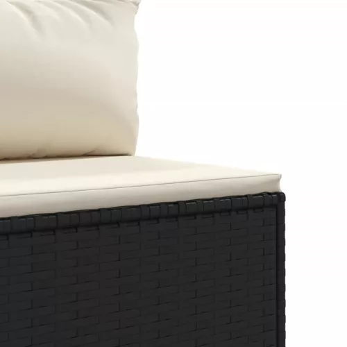  6 részes fekete polyrattan kerti ülőgarnitúra párnákkal