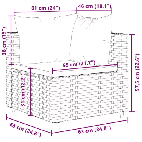  4 részes szürke polyrattan kerti ülőgarnitúra párnákkal