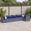  6 részes szürke polyrattan kerti ülőgarnitúra párnákkal