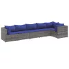  6 részes szürke polyrattan kerti ülőgarnitúra párnákkal