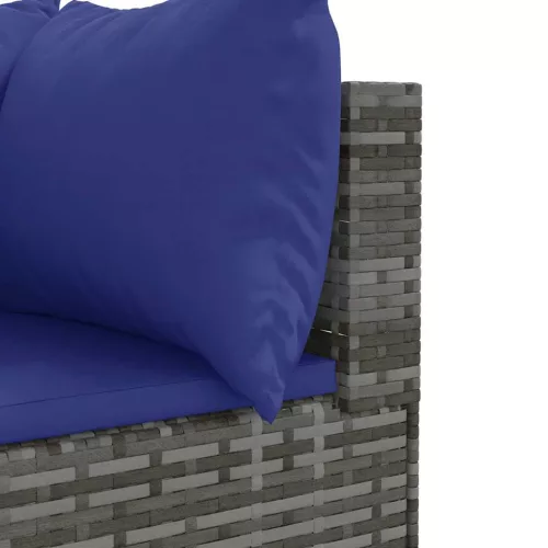  6 részes szürke polyrattan kerti ülőgarnitúra párnákkal
