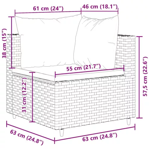  6 részes szürke polyrattan kerti ülőgarnitúra párnákkal