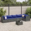  7 részes szürke polyrattan kerti ülőgarnitúra párnákkal