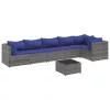  7 részes szürke polyrattan kerti ülőgarnitúra párnákkal