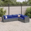  6 részes szürke polyrattan kerti ülőgarnitúra párnákkal