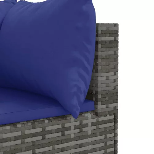  6 részes szürke polyrattan kerti ülőgarnitúra párnákkal