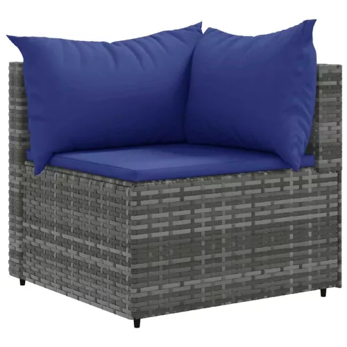  7 részes szürke polyrattan kerti ülőgarnitúra párnákkal