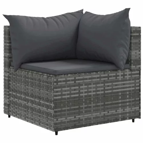  7 részes szürke polyrattan kerti ülőgarnitúra párnákkal