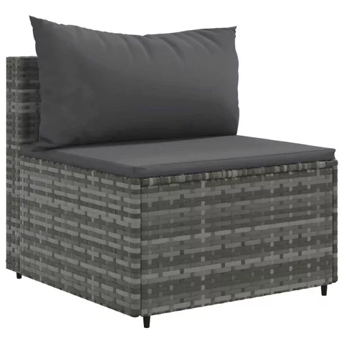  7 részes szürke polyrattan kerti ülőgarnitúra párnákkal