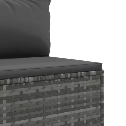  7 részes szürke polyrattan kerti ülőgarnitúra párnákkal