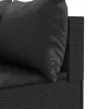  7 részes fekete polyrattan kerti ülőgarnitúra párnákkal