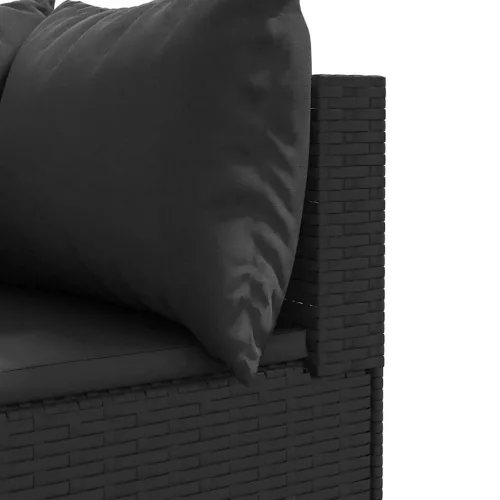  7 részes fekete polyrattan kerti ülőgarnitúra párnákkal
