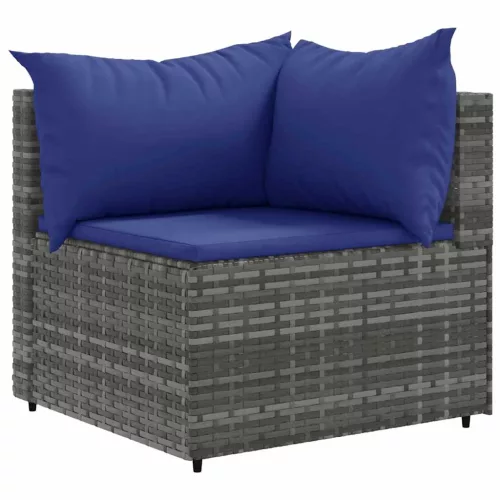  7 részes szürke polyrattan kerti ülőgarnitúra párnákkal