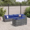  7 részes szürke polyrattan kerti ülőgarnitúra párnákkal