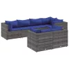  7 részes szürke polyrattan kerti ülőgarnitúra párnákkal