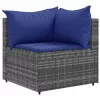  7 részes szürke polyrattan kerti ülőgarnitúra párnákkal
