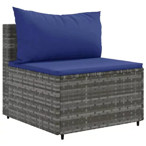  7 részes szürke polyrattan kerti ülőgarnitúra párnákkal