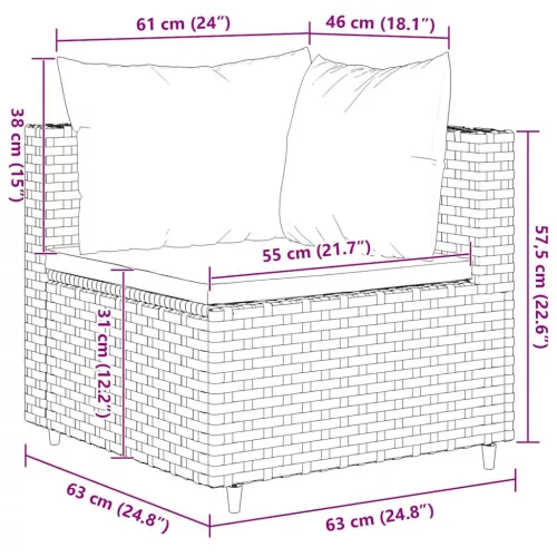 7 részes szürke polyrattan kerti ülőgarnitúra párnákkal