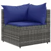  7 részes szürke polyrattan kerti ülőgarnitúra párnákkal