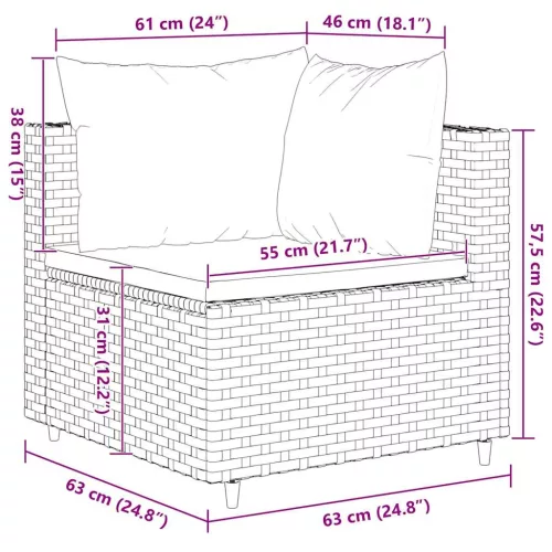  7 részes szürke polyrattan kerti ülőgarnitúra párnákkal