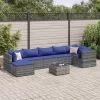  8 részes szürke polyrattan kerti ülőgarnitúra párnákkal