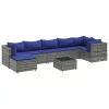  8 részes szürke polyrattan kerti ülőgarnitúra párnákkal