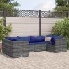  6 részes szürke polyrattan kerti ülőgarnitúra párnákkal