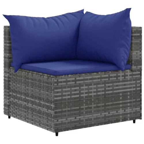 6 részes szürke polyrattan kerti ülőgarnitúra párnákkal
