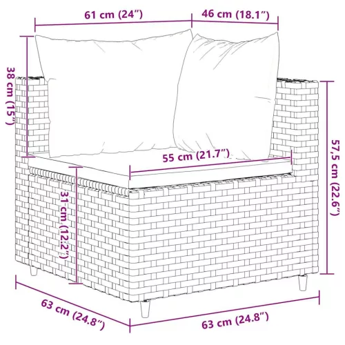  6 részes szürke polyrattan kerti ülőgarnitúra párnákkal