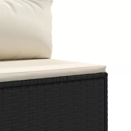  7 részes fekete polyrattan kerti ülőgarnitúra párnákkal