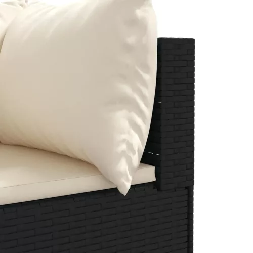  7 részes fekete polyrattan kerti ülőgarnitúra párnákkal