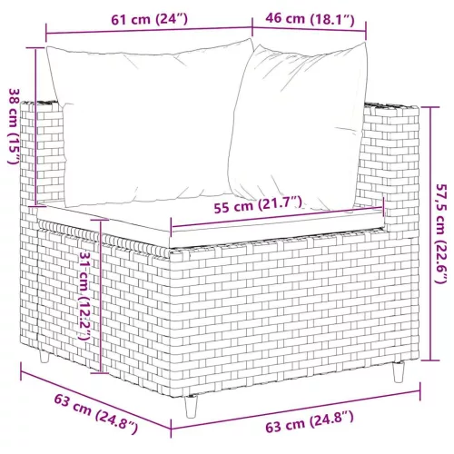  7 részes fekete polyrattan kerti ülőgarnitúra párnákkal