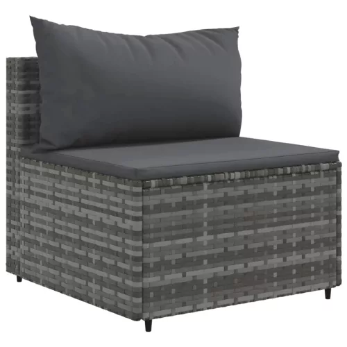  10 részes szürke polyrattan kerti ülőgarnitúra párnákkal