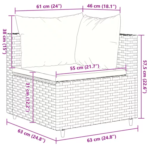  10 részes szürke polyrattan kerti ülőgarnitúra párnákkal