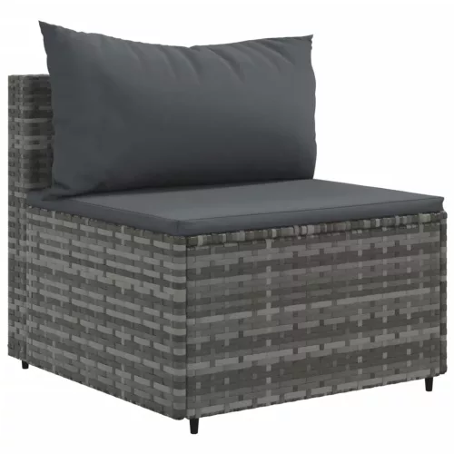  9 részes szürke polyrattan kerti ülőgarnitúra párnákkal