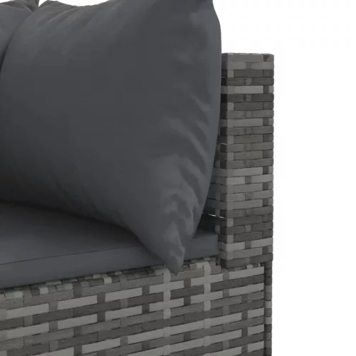  9 részes szürke polyrattan kerti ülőgarnitúra párnákkal