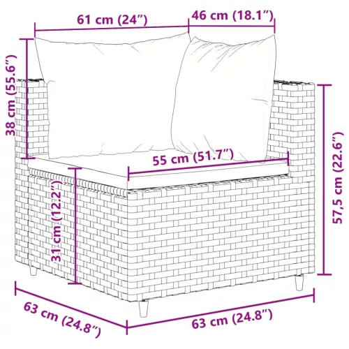  9 részes szürke polyrattan kerti ülőgarnitúra párnákkal