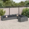  9 részes szürke polyrattan kerti ülőgarnitúra párnákkal