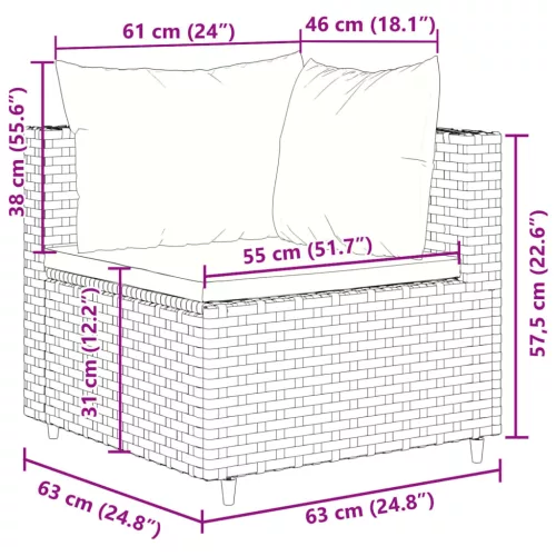  9 részes szürke polyrattan kerti ülőgarnitúra párnákkal