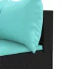  9 részes fekete polyrattan kerti ülőgarnitúra párnákkal