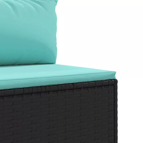  9 részes fekete polyrattan kerti ülőgarnitúra párnákkal