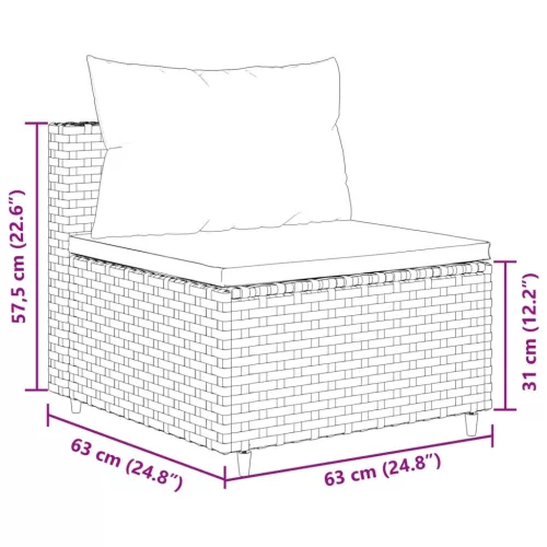  9 részes fekete polyrattan kerti ülőgarnitúra párnákkal