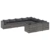  10 részes szürke polyrattan kerti ülőgarnitúra párnákkal