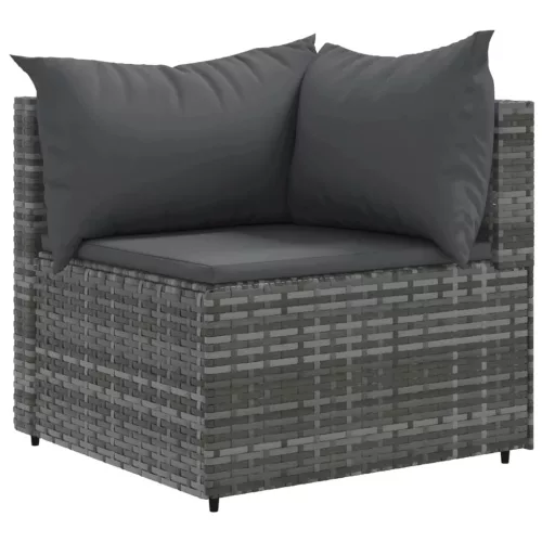  10 részes szürke polyrattan kerti ülőgarnitúra párnákkal