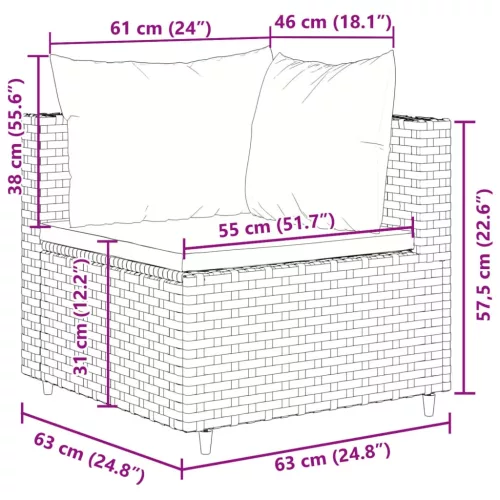  10 részes szürke polyrattan kerti ülőgarnitúra párnákkal