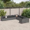  10 részes szürke polyrattan kerti ülőgarnitúra párnákkal