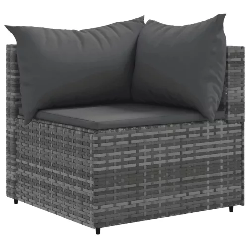  10 részes szürke polyrattan kerti ülőgarnitúra párnákkal