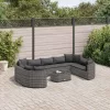  10 részes szürke polyrattan kerti ülőgarnitúra párnákkal