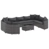  10 részes szürke polyrattan kerti ülőgarnitúra párnákkal
