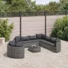  10 részes szürke polyrattan kerti ülőgarnitúra párnákkal